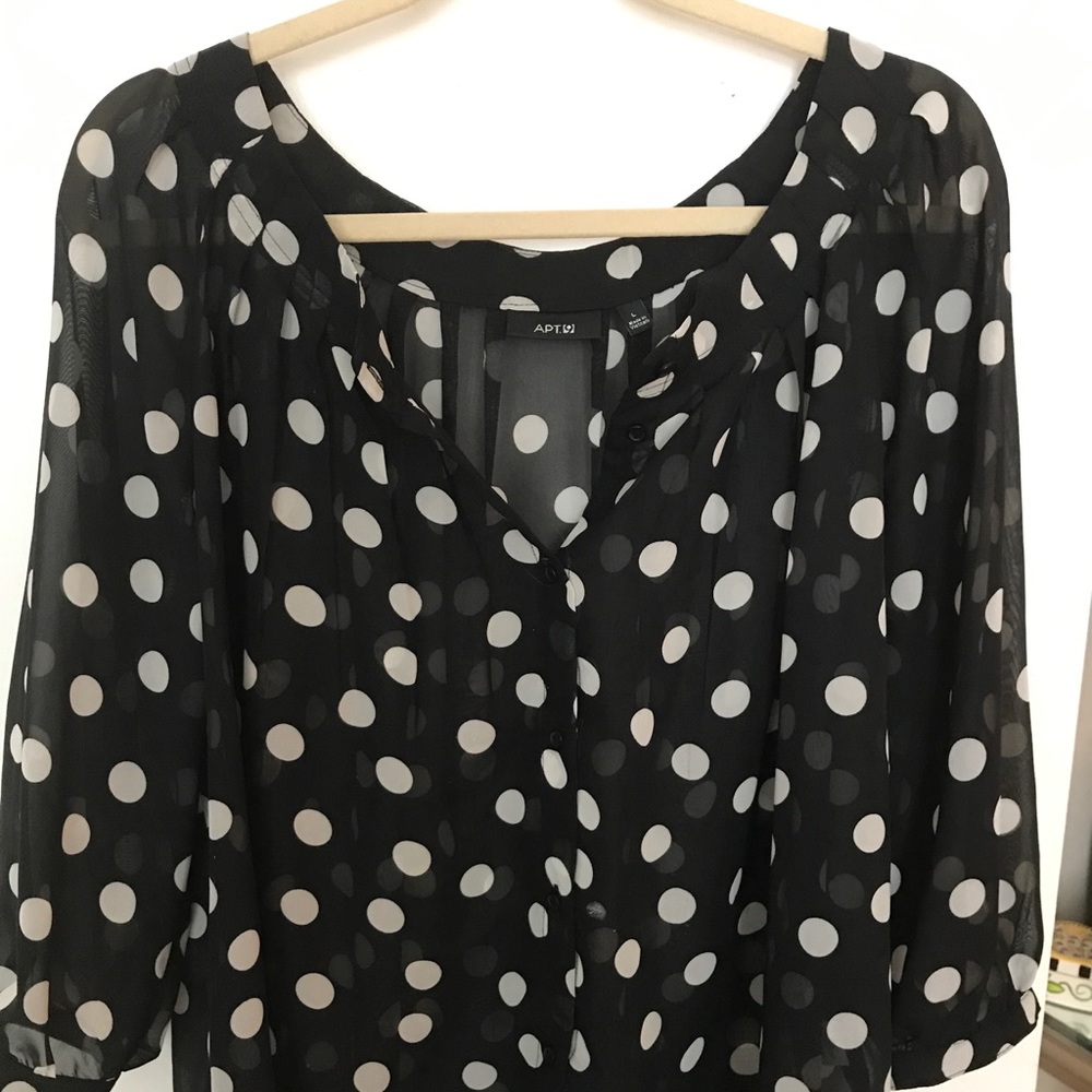 Apt 9 adorable sheer polka dot blouse